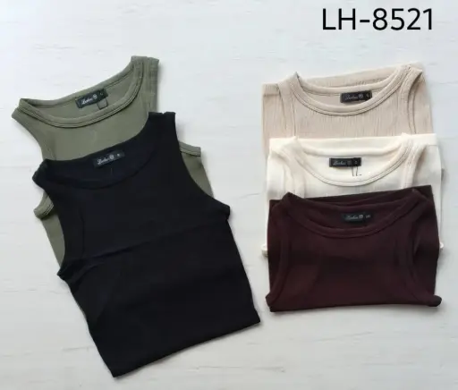 [LH8521] MEDIA DOCENA TOPS ACANALADO